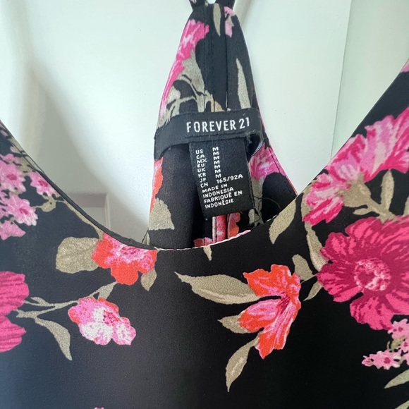 Black Floral Spaghetti Strap Cross Back Mini Dress - Picture 4 of 6